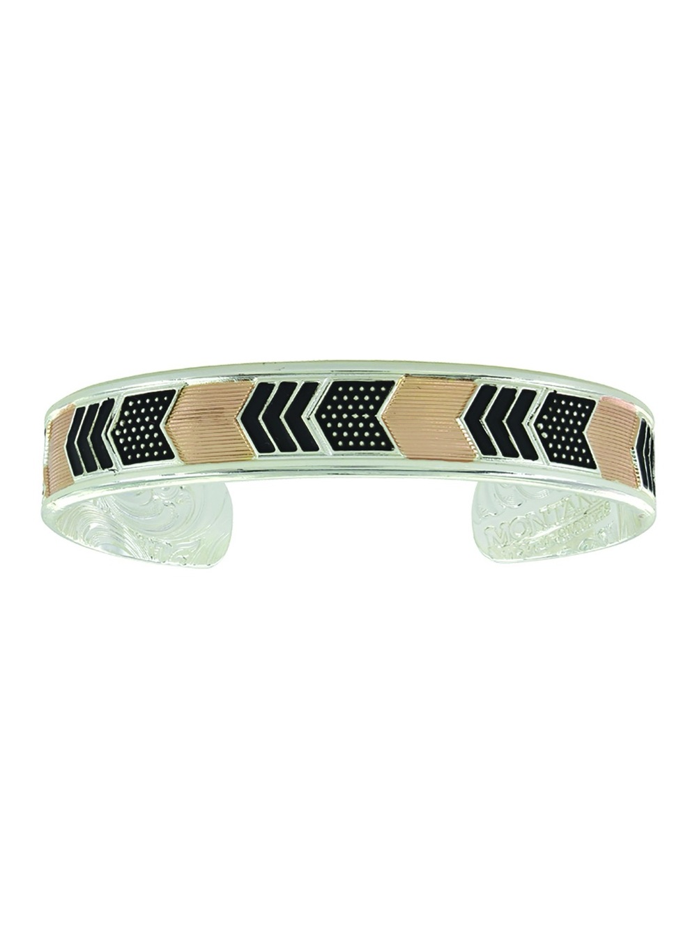 Montana Silversmiths Rose Gold Black Chevron Cuff Bracelet NIB